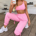 Women's Athletic Gym Set: Sleeveless Top & High-Waist Pants