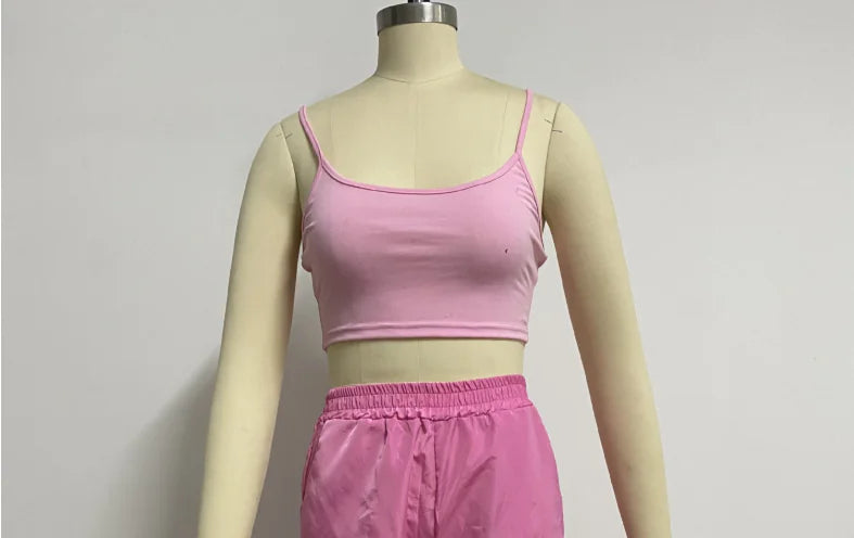 Women's Athletic Gym Set: Sleeveless Top & High-Waist Pants
